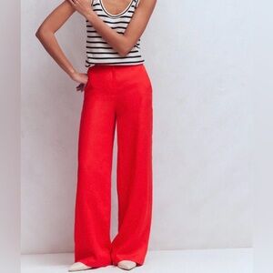 Boden Bright Red High-Rise Wide-Leg Trousers